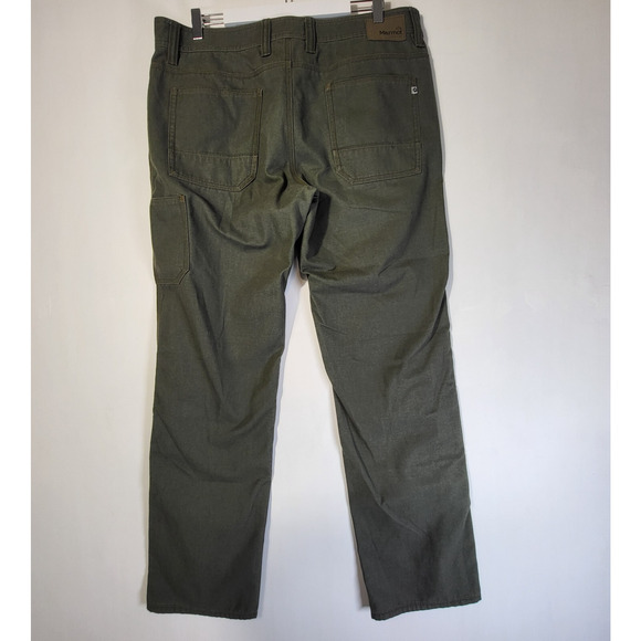 Marmot Mens 36x32 Green Pants Jeans Cotton Cargo - Picture 8 of 12